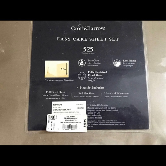 croft & barrow Bedding Full 525 Thread Count Sheets 4 Piece Set